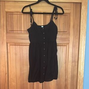 Aerie Black Button-Up Mini Dress